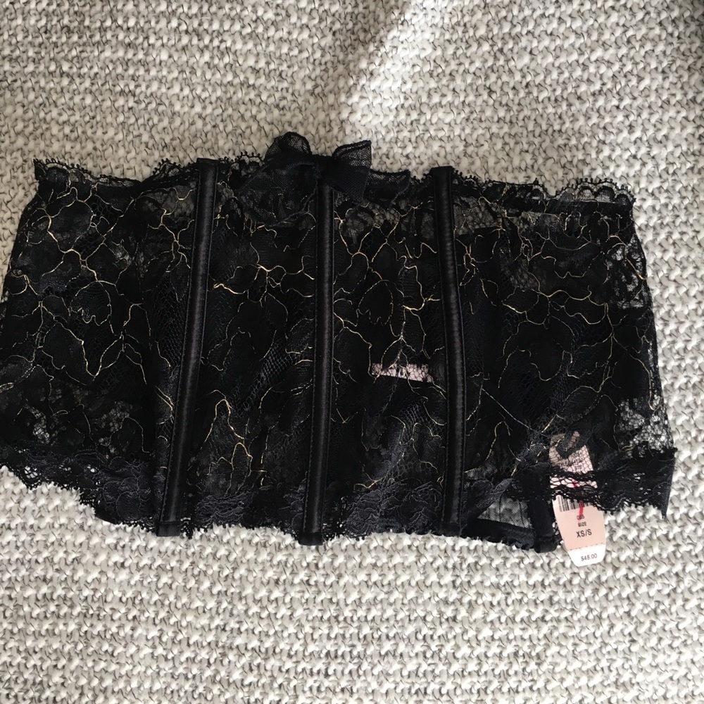 NWT Black & Gold Lace Corset